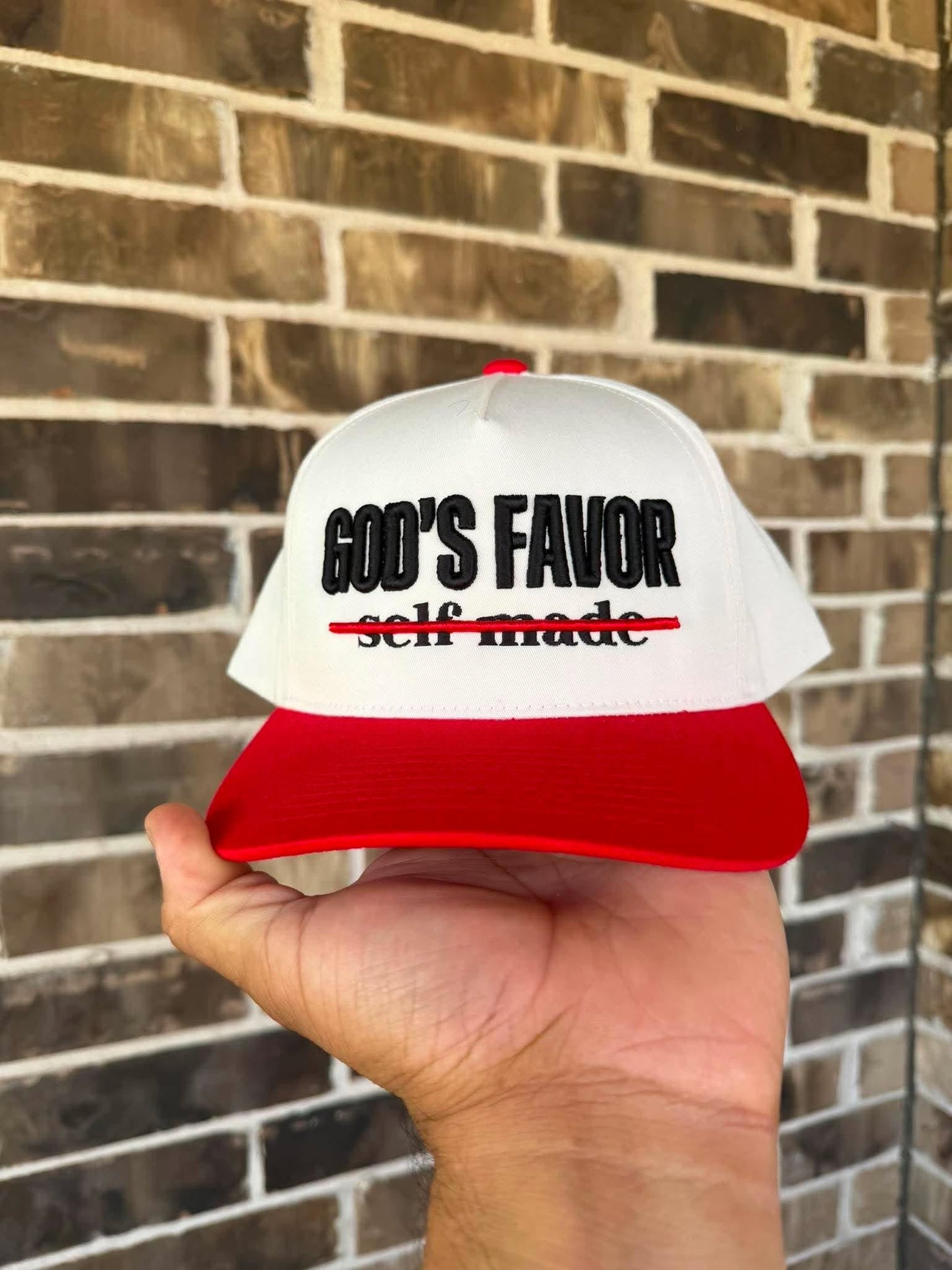 God's Favor 3D Puff Embroidered Snapback Hat | Christian Trucker Cap