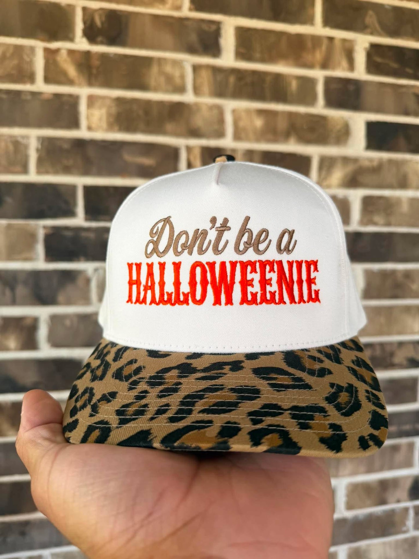 π Don't Be a Halloweenie Embroidered Hat | Leopard Print | New
