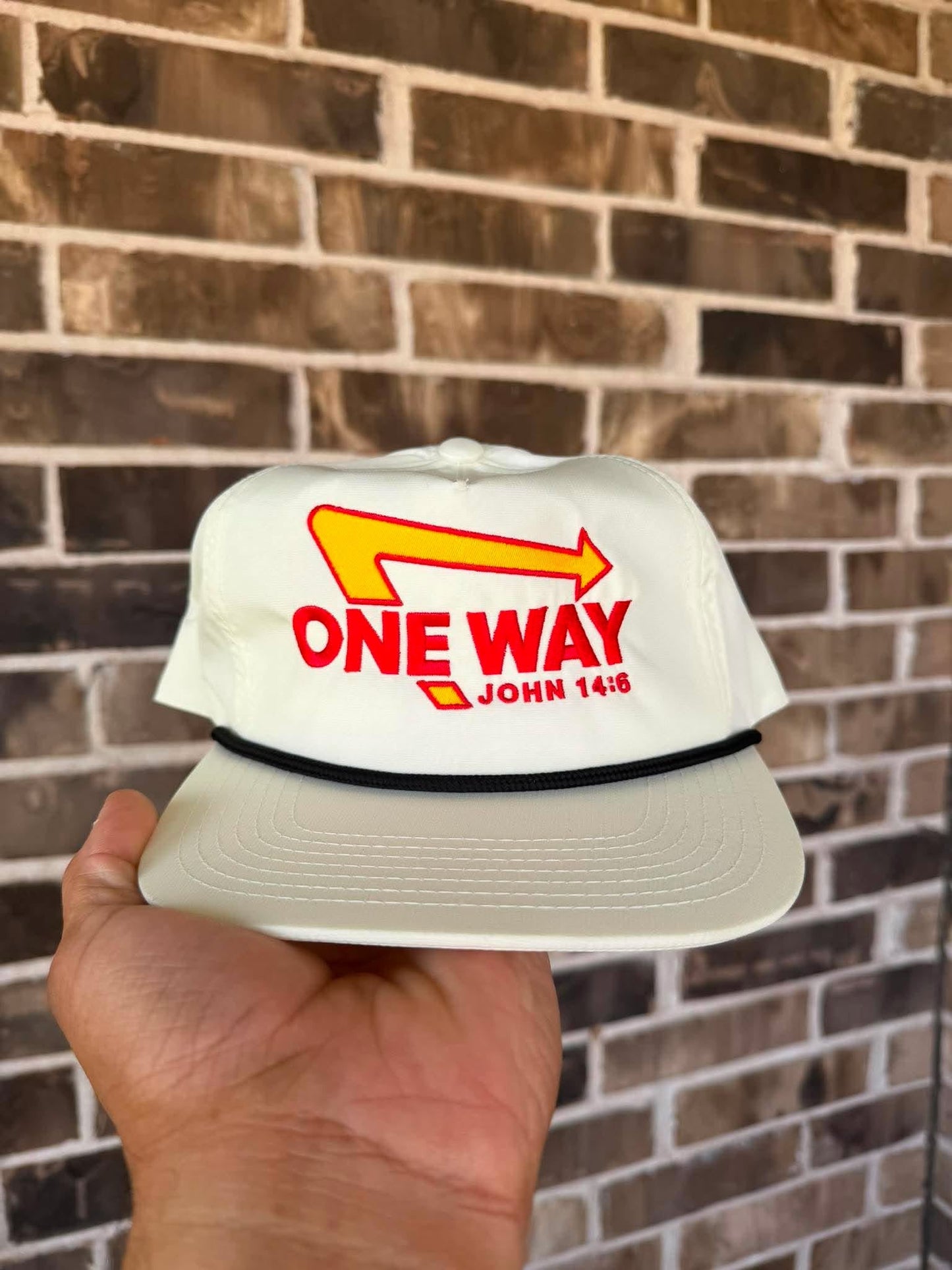 White One Way John 14:6 Embroidered Rope Hat | Christian Snapback